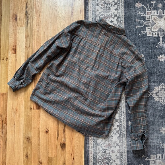 Royal Robbins Blue Brown Plaid Flannel Cotton Long Sleeve Button Down Large - Picture 2 of 5